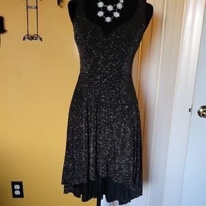 Elegant Black Glitter High Low Dress